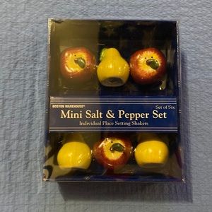 Boston warehouse Mini salt and pepper shaker set of six apples and pears